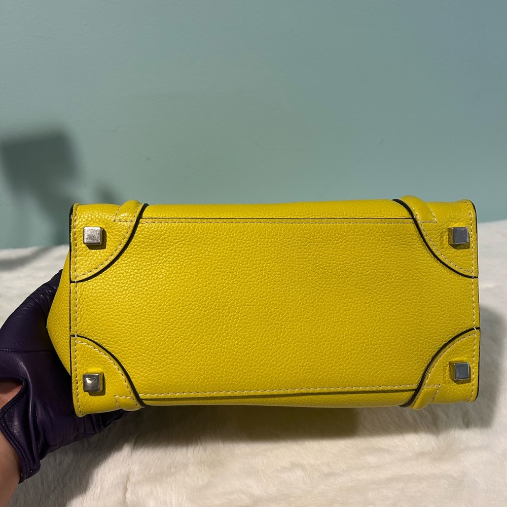 Celine Mini Luggage Handbag in Vibrant Yellow Leather. Excellent condition! - Picture 6 of 11